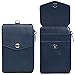 Teskyer Badge Holder with Side Zip Pocket, Multiple Card Slots Leather ID Holder Wallet with Neck Lanyard for Office Staffs, Teachers/Students, Couriers, Workers, Blue