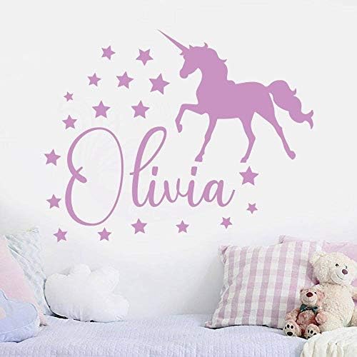 YAYAS Wall Stickergirls Name Wall Decal Princess Room Personalized Unicorn Vinyl Art Sticker Bedroom Nursery Decal Mural