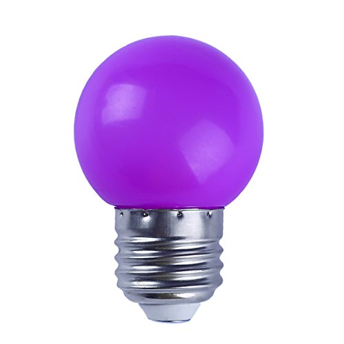 AWE-LIGHT LED Light Bulb 1W Coloured Round G45 E26 LED Color Light Bulb Lamp for Wedding Halloween Christmas Party Bar Mood Ambiance Decor (Purple)