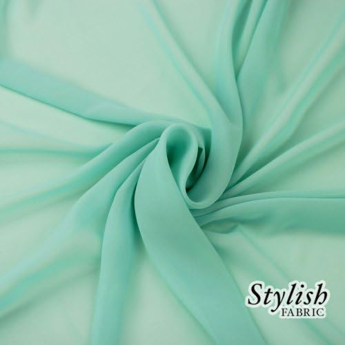 58" AQUA Solid Color Sheer Chiffon Fabric by the Bolt - 25 Yards