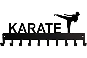 THE METAL PEDDLER Karate Female Side Kick Sports Medal Hanger Display - 14.5 inches with 10 Hooks - Made in The USA