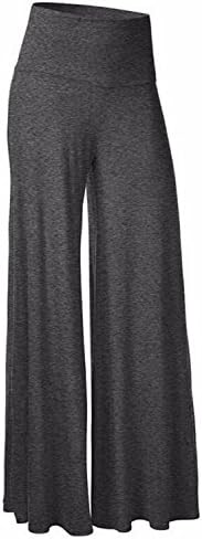 Solme New High Waist Flare Career OL Loose Wide Leg Pant Casual Pants Women Black Slim Long Trousers Dark Gray XL