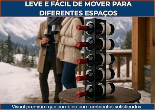 Rack Suporte Vertical de Vinho 5 Garrafas Preto TLPRO - Praticidade e Elegância
