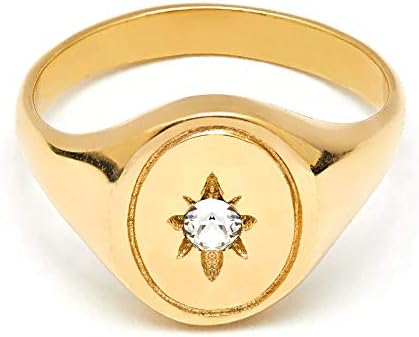 NU & MII Star Signet Gold Pinky Ring
