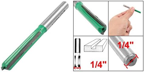 Sourcingmap Woodworking 1/4" x 1/4" Double Flute Straight Router Bit Tool, Silver Tone, Green, 0.25 inches (diameter), 32 mm (length) - Image 3