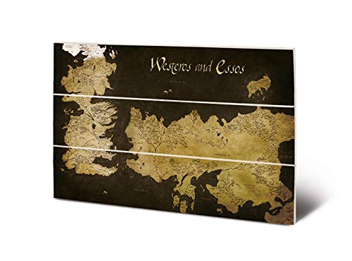 Game of Thrones MW11393P Wooden Print 20 x 29.5 cm (Westeros & Essos Card), Multi-Colour, 5 x 1.2 cm