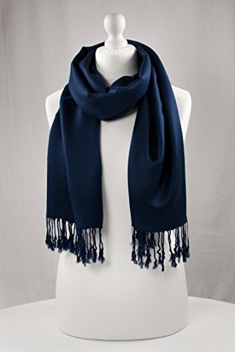 Dark Blue Solid Color Design Shawl Pashmina Scarf Wrap Stole Throw CJ Apparel NEW