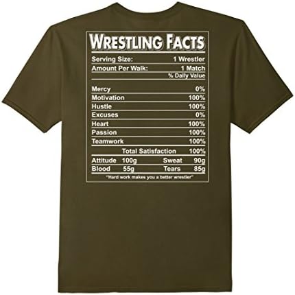 Men's Wrestling Facts Shirt - Wrestling Team Gift Large Olive