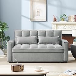 3-in-1 Large Futon Loveseat with Pull Out Sleeper