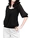 Allegra K Women Elbow Sleeve Pleated Front Blouses Panel Tops