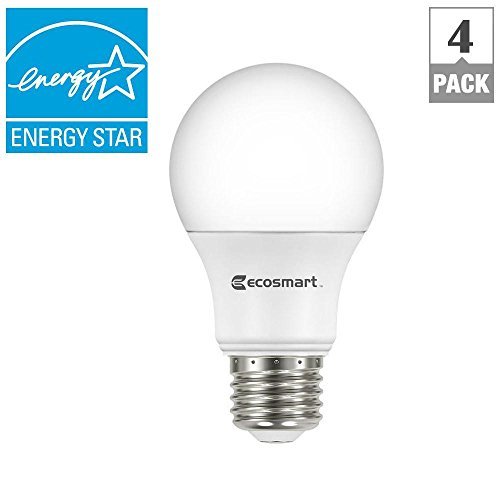 (4-Pack) EcoSmart LED A19 Dimmable 40W Replacement in Soft White (15,000 Hours, 2700K, 5.6W, Energy Star, E26)