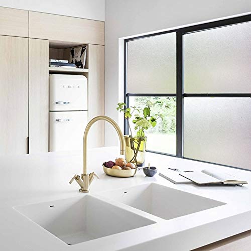 Window Privacy Film Frosted Glass Window Film 17.7\'\'x118\'\' Clear Contact Paper Self-Adhesive Book Cover Removable Protective Film Waterproof Liner Drawer Shelf Kitchen Cabinet Desk Fridge Roll