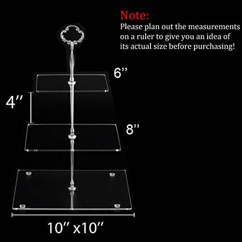 image for Jusalpha 3 Tier Strong Acrylic Square Cupcake Stand, Dessert Display T