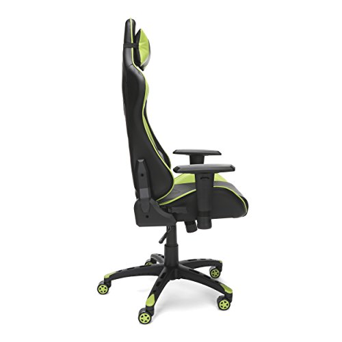 OFM ESS Collection Racing Style Bonded Leather Gaming Chair, in Green (ESS-6066-GRN)