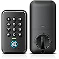 Veise Fingerprint Door Lock, Keyless Entry Door Lock with Biometric Deadbolt, Electronic Deadbolt Lock for Front Door, Backlit Keypad, Type-C Charger Port Backup Power, Easy Install, Black