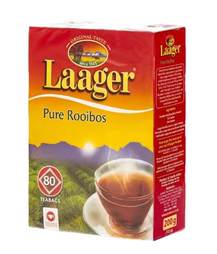 LAAGER ROOIBOS TEA | 80 TAGLESS TEABAGS | MOST FLAVORFUL NATURAL PREMIUM ROOIBOS | CAFFEINE FREE | SOUTH AFRICAN ROOIBOS TEA