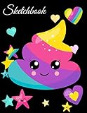 Sketchbook: A Cute Magical Rainbow Kawaii Japanese Shithead Black Theme Large 8.5