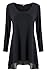 Floral Find Women Long Sleeve A-line Tunic Top Scoop Neck Loose Fit Blouse Shirt Flowy Layered Hem (Black, Large)