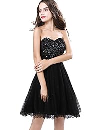 Sarahbridal traje para egresadas vestido corto de fiesta de lentejuelas y tul para mujer SD032