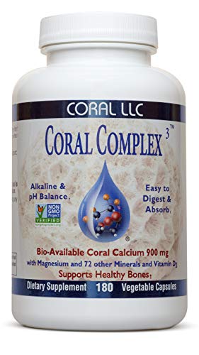 Coral Calcium - Coral Complex 3 900 milligrams of Bio-Available Coral Calcium With 1200 IU's Of Vitamin D3 - 180 Vegetarian Capsules