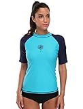 Attraco womens rashguard swimsuit rash guard swim shirts swim rashguard, Large, Aqua-navy