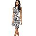Doinshop Women Flower Printed Pencil Dress Fitted Sleeveless Dress Skirt (S)