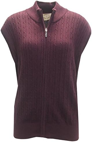 McIlhenny Ladies Cable Knit Full-Zip Golf Sweater Vest by Tabasco, Large Plum