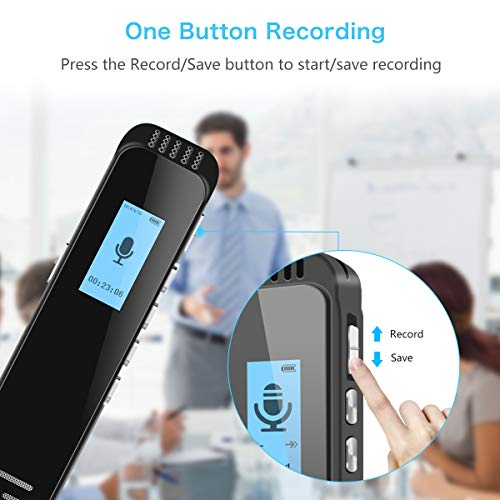 Digital Voice Recorder, RegeMoudal Big Voice Cavity HD Sound Quality 16GB Voice Activated Recorder with Dual Microphone Noise Reduction 360° Stereo Recording Support 64G TF Card Expansion