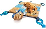 HOUNDGAMES Puppy Toy Mat with Teething Chew Toys (20" x 20") - Ropes, Squeaker Nose, Plush Padded Sleeping Mat - Durable and Machine Washable - Comfort and Fun, All-in-One