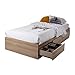 South Shore Fynn Mates Bed with 3 Drawers, Twin, Rustic Oak