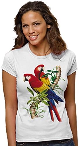 SolarTees Girl's Scarlet Macaws Solar Color Changing Tee MD White