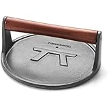 Outset Q112 Round-Shaped Cast-Iron Grill Press with Rosewood Handle