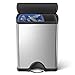 simplehuman 46 Liter / 12.2 Gallon Rectangular Kitchen Dual Compartment Recycling Step Trash Can, Brushed Stainless Steel