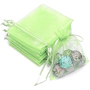 Akstore 100pcs 3.6x4.8''(9x12cm) Organza Gift Bags, Drawstring Pouches Jewelry Party Wedding Favor Gift Bags,Candy Bags (Peak Green)