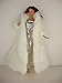 White Floor Length Fur Coat and White Sequined Fitted Gown Made for Barbie Doll
