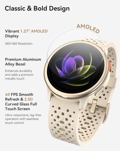 Quican Smart Watches for Women Men, 1.27" AMOLED, Answer/Make Call, Beige | Fitness Watch, Heart Rate/Sleep/SpO2 Monitor, 120+ Sports, 3ATM Waterproof, Android iOS Compatible, 2 Straps, Smartwatch Gift