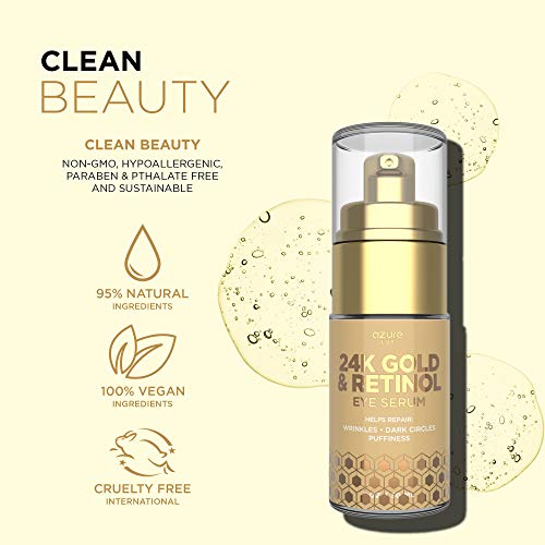 AZURE 24K Gold & Retinol Luxury Anti Aging Eye Serum Lifting, Firms