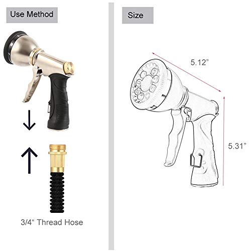 V.C.FORMARK Garden Hose Nozzle Heavy Duty Metal Spray Gun Sprayer Brass 9 Adjustable Patterns for Car Washing,Plants Watering,Pets Shower,Floor Cleaning - Thumbnail 6