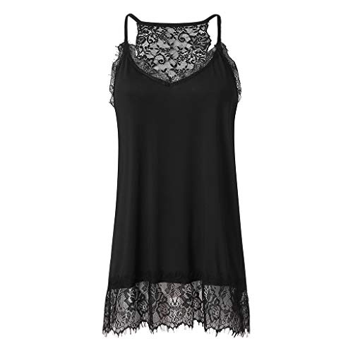 image for iYBUIA Sexy Women Lace Tank Tops Patchwork Insert V-Neck Sling Loose T