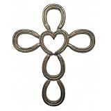 Cast Iron Cross in Horseshoe Heart