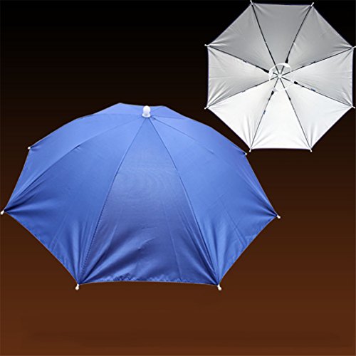 Nadition Umbrella Hat Clearance â™¥ Elastic Band Fishing Sun Rain Headwear Umbrella Hat Camping Cap (Blue)