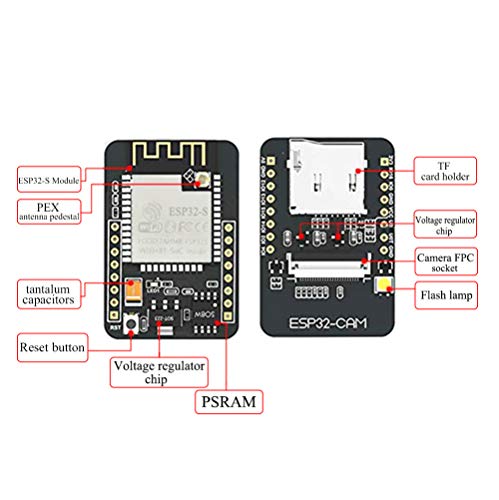 ESP32-CAM Camera WiFi + Bluetooth Module 4M PSRAM Dual-core 32-bit CPU Development Board with OV2640 2MP Camera Module and 8dBi Wireless Network WiFi WLAN Antenna + IPEX to RP-SMA Pigtail Cable