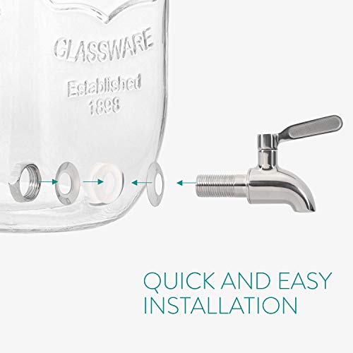 Navaris Beverage Dispenser with Spigot 1 Gallon (4 L) Glass Drink Jar
