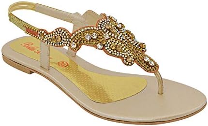 Essex Glam Womens Flat Sandals Diamante Slingback Toe Post Ladies Sparkly Holiday Party Shoes Size 3-9