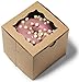 Cuisiner Bakery Boxes 4x4x4 [50Pack] Pastry Containers | Baby Shower, Dessert Packaging for Cake, Pies, Donut, Macaron, Cookies and Party Treat | Cupcake Gift Box with Window (Brown)
