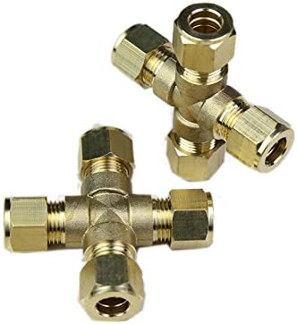 Rocsai Heavy-Duty 3/8 Solid Brass Water Hose Connector Garden Hose Splitter Easy 4-Way Hose Connector for Home, Lawn &amp; Garden, Agricultural &amp; Commercial Use