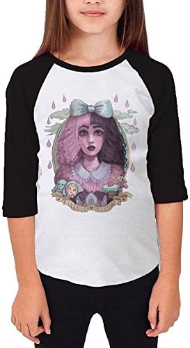 MJJY Youth Girls Cartoon Melanie Martinez Poster Raglan Tee Baseball Shirt Black Size XL