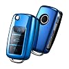 OATSBASF Autosleutelhoes VW,VW Golf sleutelbox, sleutelhoes cover voor VW Polo Passat Skoda Seat 3 toetsen (blauw)
