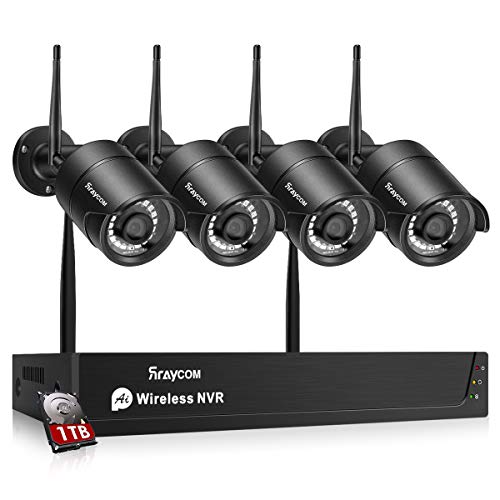 Rraycom 8CH CCTV Camera Security System-H.265 1080P NVR Camera System with 1TB Hard Drive and 4 Pcs 1080P HD Wireless IP…