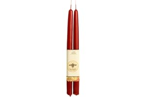 Big Dipper Wax Works Red Candles, Hand Dipped Beeswax Taper Candles, 12-Hour Long Burn, Pure Beeswax Candle 12" x 7/8", All Natural Rich Coloring